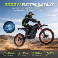 Factory Direct Moto Electrica Adulto 48V 3000W Electric Dirt Bike Off-Road Motorcycle 20Ah 60km/h Brushless 420 Chain CE