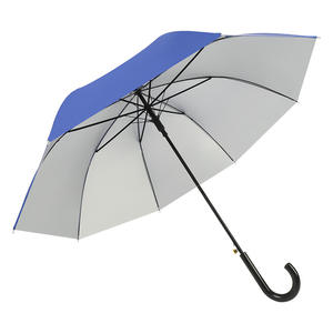 Paraguas publicitario de regalo de 22 pulgadas con mango curvo, semiautomático, de poliéster plateado, de hierro y plástico, para negocios al por mayor - Product Image 5
