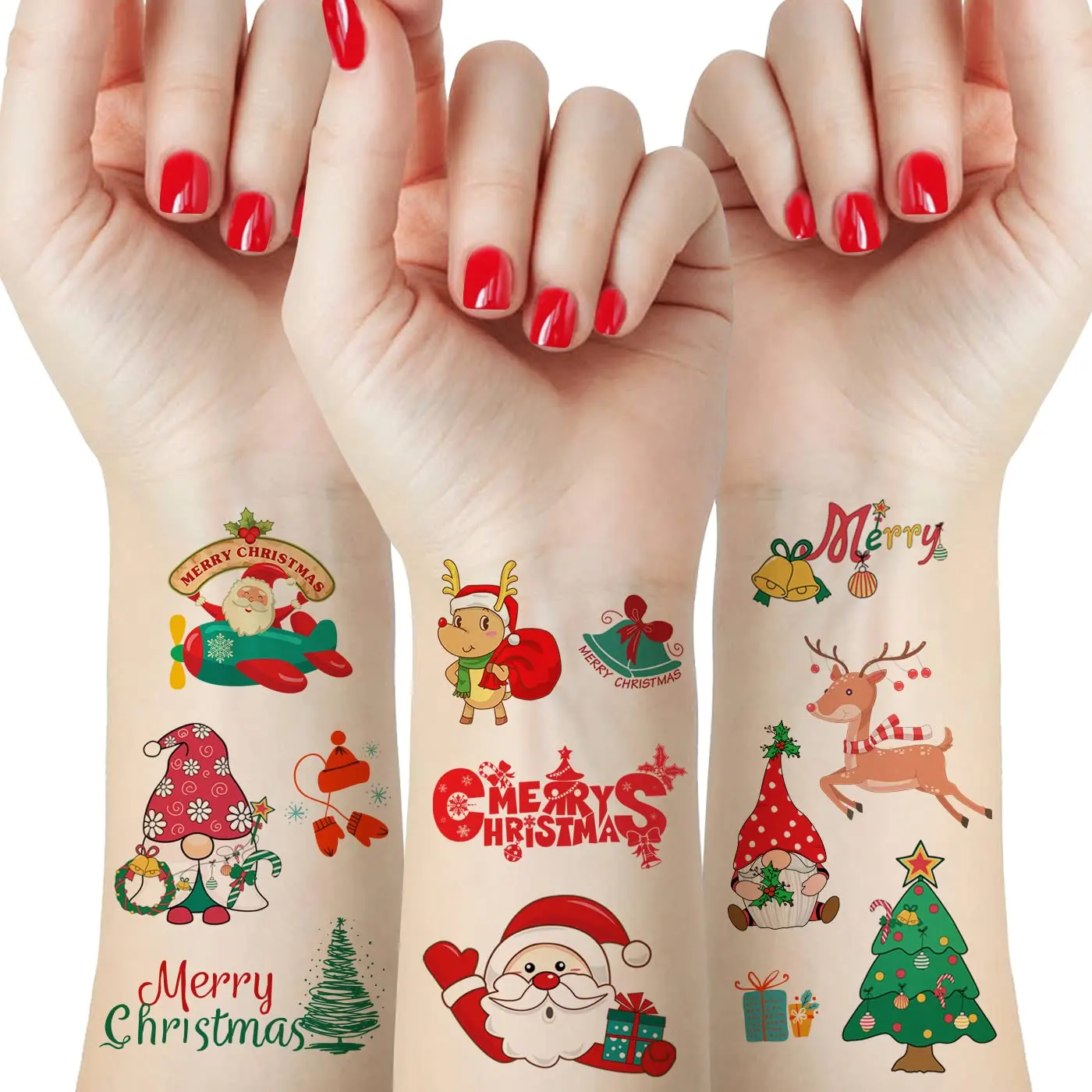 Christmas Tattoos Cute Designs for Merry Christmas Party Favors, Stocking Stuffer Christmas Eve Gift