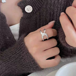 S925 Sterling <b>Silver</b> Bowknot Openwork <b>Ring</b> <b>Adjustable</b> For Women Everyday Wear - Product Image 2