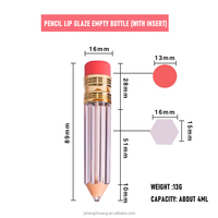 Tubes de brillant à lèvres en plastique ABS transparent de 3,5 ml en gros, forme de crayon irrégulière avec bouchon à vis et tête de brosse pour cosmétiques