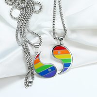 Collier pendentif pour couple gay en acier inoxydable avec chaîne épaisse Yin Yang, accessoires LGBT, pendentif lesbien gay pour homme