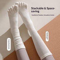 Chaussettes mi-mollet antidérapantes à cinq doigts pour femme, idéales pour le yoga, la danse, le fitness professionnel et le Pilates en intérieur – Collection Hiver