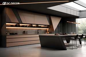 Armoire <span class=keywords><strong>de</strong></span> cuisine moderne en bois <span class=keywords><strong>de</strong></span> haute qualité DC DECOR avec charnières à fermeture amortie, construction en contreplaqué, crédence ignifuge - Product Image 2