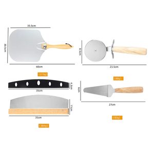 Nuevo producto, accesorios de cocina para el hogar, cáscara de <span class=keywords><strong>Pizza</strong></span> casera, herramientas de corte de <span class=keywords><strong>Pizza</strong></span> de Metal de aluminio con mango de madera - Product Image 2