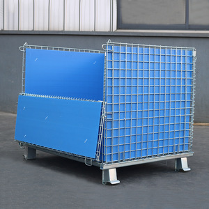 Paniers métalliques de stockage suspendus pour l'industrie Cage de distillation pliable Boîte à palettes en treillis métallique Palette de stockage pliable en métal - Product Image 3