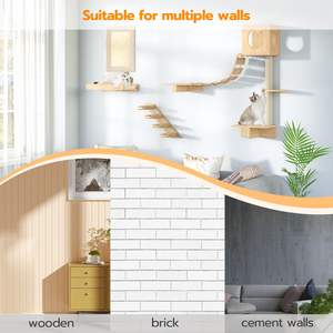 رفوف متينة لتسلق القطط مجموعة أثاث حائطية للقطط مجموعة ألعاب منزلية أرجوحة معلقة رفوف خشبية مخصصة للحائط للقطط - Product Image 6