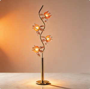 Lampe sur pied LED élégante en forme de lotus E26, en fer et verre, design floral, luminaire moderne pour la maison, le bureau, le salon, le jardin - Product Image 1