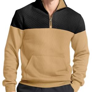 Sweat-shirt zippé pour homme en maille gaufrée, col montant, manches longues, respirant, style décontracté, pour le commerce transfrontalier - Product Image 3