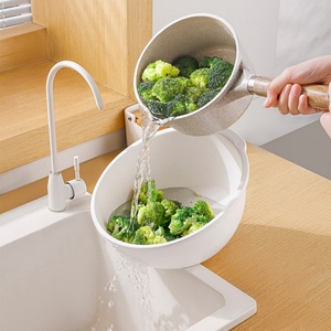 Kitchen Tools Multifunction Drain <b>Basket</b> <b>Plastic</b> Drain <b>Basket</b> Rice Washing Drain Basin Vegetable Fruit Washer Washing Bowl - Product Image 2