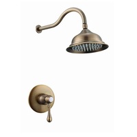 Ensemble de douche rétro tout en laiton avec cartouche céramique, encastré mural, double fonction, jet de pluie doux