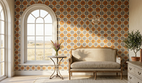 Carrelage Céramique Moderne Lumineux Peint à la Main - Motif Floral Authentique en Terre Cuite Cobalt, Résistant aux Acides, Antibactérien, Glaçure Craquelée