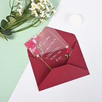 Carte d'invitation personnalisée romantique en acrylique transparent avec rose, pour fête, anniversaire, Noël, Nouvel An, mariage, écologique, de luxe