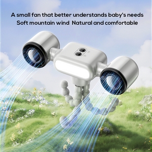 Ventilateur portable USB rechargeable 4000 mAh avec clip rotatif et lumière LED, idéal pour poussette, vélo et camping - Product Image 2