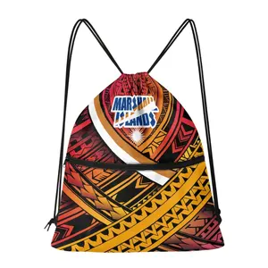 Custom Print Stylish Colorful Marshall Islands Drawstring Backpack Trendy Design for Everyday Use
