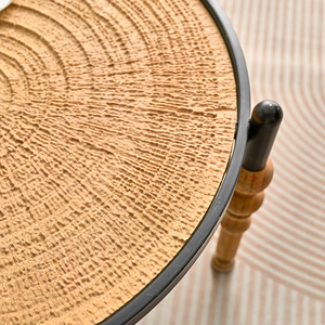 High Quality Accent Farmhouse <b>Round</b> Wood Carved <b>Coffee</b> <b>Table</b> with 3 Legs for Living Room - Product Image 4