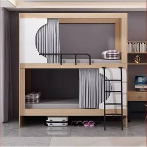 Двухъярусная кровать размера «King-Size» многофункциональная простая бревенчатая капсула для общежития, квартиры, студенческие и школьные отели - Product Image 5