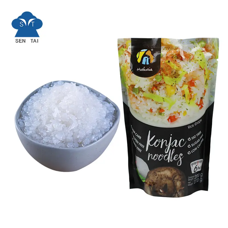Konjac-fideos de arroz Shirataki sin azúcar, comida fina de 200g, arroz orgánico Konjac (instantáneo), harina de Konjac instantánea o precocida