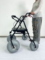 Andador y Silla de Ruedas Plegable Manual para Viajes al Aire Libre con Freno de Mano, Silla de Ruedas para Playa, Fácil de Empujar, Andador y Rollator Duradero