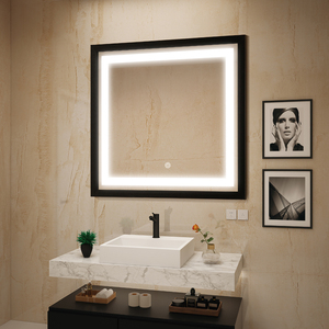 Miroir de courtoisie LED encadrée avec température de couleur réglable (3000K-6000K), cadre moderne en aluminium noir, montage mural, garantie de 3 ans - Product Image 2