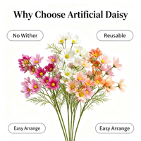 Bunga Daisy Buatan Warna-warni dengan Batang, Bunga Sutra Tiruan Realistis untuk Dekorasi Vas Rumah, Perlengkapan Pesta, dan Centerpiece Pernikahan