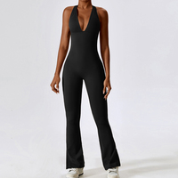 Ensembles de fitness avec logo personnalisé soutien-gorge sans manches dos nu à lacets combinaison d'entraînement combinaison de fitness pour femmes