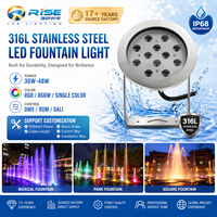 Projecteur LED subaquatique pour piscine, 24V RGB 36W, en acier inoxydable, IP68, à fixation murale avec support