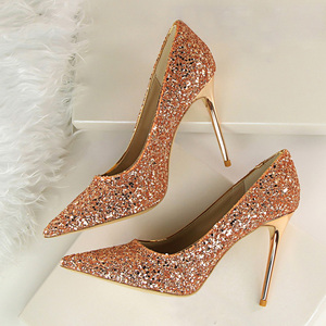 Scarpe donna tacco donna con elegante finitura paillettes e stile Club Sexy per feste di moda e look da sera <span class=keywords><strong>Chic</strong></span> - Product Image 6