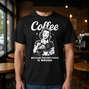 Camiseta Coffee Because Punching People Is Wrong - Product Image 3