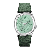 Montre-bracelet pour homme personnalisée par HANNAH MARTIN, montre classique vintage, bracelet en cuir de vachette de haute qualité, cadran argenté, montre à quartz