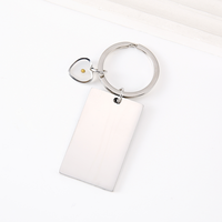 Ywyougang Porte-clés en acier inoxydable gravable en forme de cœur ou de rectangle, 4 couleurs, design vintage tendance, cadeau