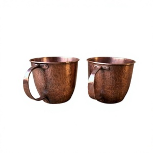 Fancy Copper Mugs Gift Sets Vintage Style Hammered Texture Reusable Copper <b>cups</b> For Tea Coffee Drinking Use Food Grade - Product Image 1