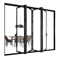 Porte pliante en aluminium à double vitrage trempé, moderne, pour séparation de pièce ou patio