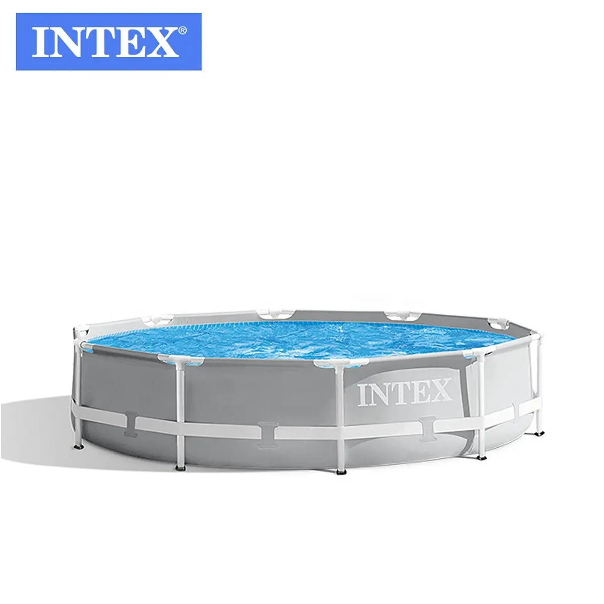 INTEX 26700 10FT X30INプリズムフレームプレミアムグレーラウンドパイプラックプールスイミングプール