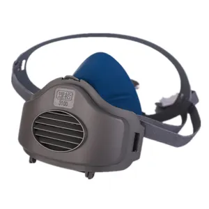 3100 Demi-masque Masque anti-poussière en silicone pour peinture en aérosol Protection respiratoire anti-fumée Utilisation de gaz chimiques et toxiques
