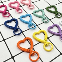Alliage de zinc coloré pour fermoir à ressort en forme de cœur avec finition cuite, accessoire de bijouterie DIY, connecteur de porte-clés