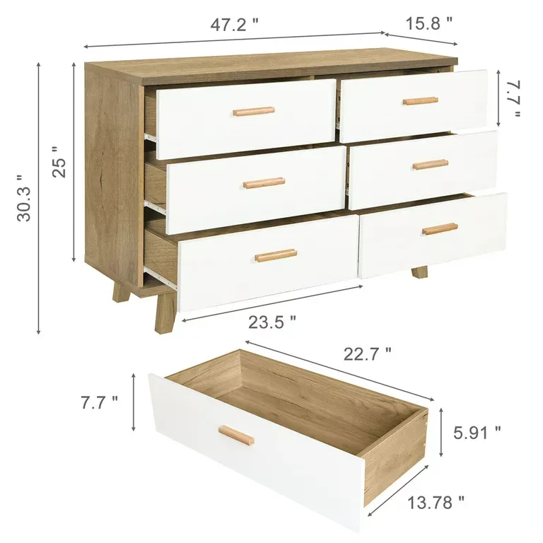 आधुनिक लकड़ी का बेडरूम लिविंग डाइनिंग रूम बेबी ड्रेसर टेबल चेस्ट 6 दराज डबल सेट बेडरूम फर्नीचर ड्रेसर सेट टेबल