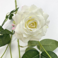 Hochwertige Handgefertigte 5-Köpfige Künstliche Seiden-Rosen in Rot und Weiß für Hochzeit, Muttertag, Party, Heim-Dekoration und Tischdekoration