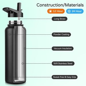 Bouteille d'eau en acier inoxydable écologique personnalisée isolée à chaud pour le sport - Product Image 2