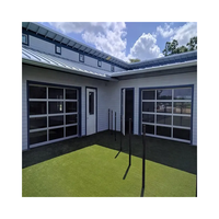 Prix de gros Porte de garage sectionnelle électrique à cadre en aluminium blanc à panneaux en verre trempé