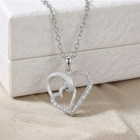 Collier Cœur pour Femme, Collier Délicat à Deux Cœurs en Moissanite, Argent S925, Bijou Cœur d'Amour, Cadeau pour Mère, Épouse