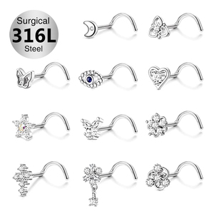 Toposh dangle zirkonya 316L burun çıtçıt cerrahi çelik hipoalerjenik altın septum yüzükler burun pin seti piercing takı - Product Image 3