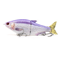 Leurre de pêche artificiel en gros, appât dur, queue souple, deux sections, simulation réaliste, action de nage en S, plastique ABS