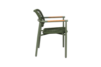 Chaise de jardin en aluminium d'extérieur, fauteuil de patio tressé en corde, siège de salle à manger aspect bois de teck pour restaurant et café
