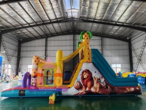 Pista de Obstáculos Inflable con Temática de <span class=keywords><strong>Monos</strong></span>, Toboganes de Palmeras y Zonas de Juego Interactivas para Niños, Ferias de Verano, Eventos en el Patio Trasero - Product Image 4