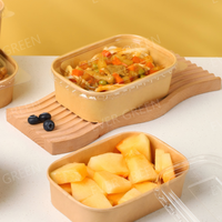 Boîte à lunch en papier kraft recyclable, imperméable, imprimée en offset, utilisable au micro-ondes, pour sandwichs et nouilles, idéale pour la vente à emporter