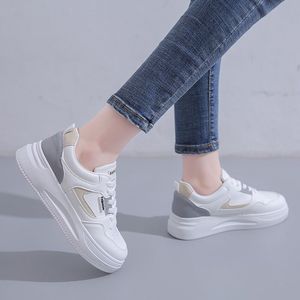 Zapatos Deportivos Casuales de Primavera 2026, de Cuero, Color Blanco Sólido, Planos, para Estudiantes, Mujer - Product Image 3