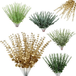 Guanyi - Hojas de Eucalipto Artificiales de 38 cm, Tallo Único de Plástico, Decoración para Bodas, Arreglos Florales, Decoración del Hogar - Product Image 3
