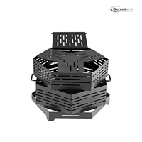 Brasero d'extérieur modulaire hexagonal géométrique robuste et empilable, portable, pour brûlage de bois, avec poignées, vente en gros