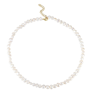قلادة ضيقة أنيقة بسيطة من اللؤلؤ الأبيض غير النظامية الباروك الطبيعي لؤلؤ المياه العذبة للنساء والفتيات - Product Image 1